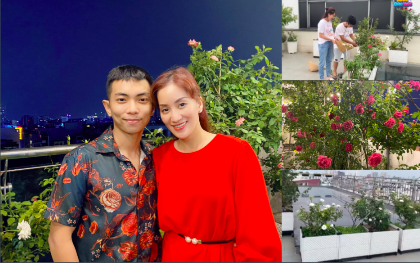 Nhà đẹp của sao: Khánh Thi và chồng kém 12 tuổi gây "choáng” vì sở hữu vườn hồng đẹp như cổ tích