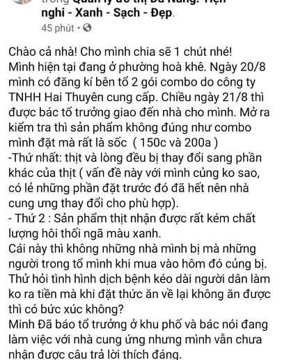 Đà Nẵng: Thực phẩm bị phản ánh ôi thiu, nhà cung ứng nói gì? - Ảnh 1.