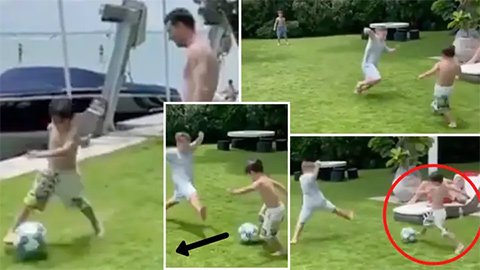 Messi mát mặt khi con trai bộc lộ năng khiếu chơi bóng - Ảnh 1.