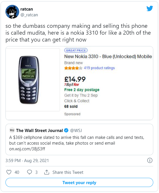 nếu so sánh thì tính năng của nó không khác gì chiếc Nokia 3310 cổ điển