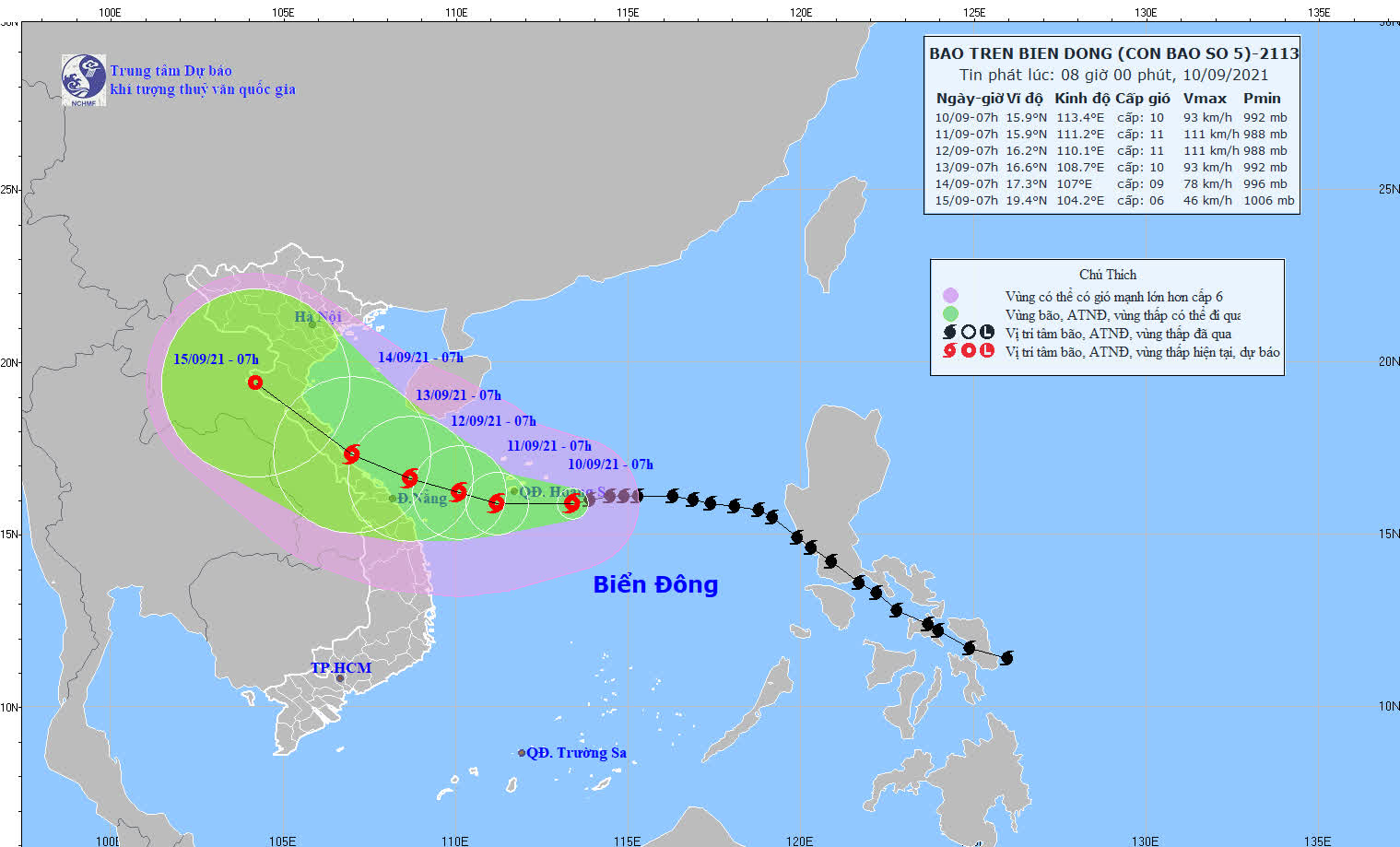 Cập nhật bão số 5 mới nhất: Thẳng hướng Quảng Trị - Quảng Ngãi - Ảnh 2.