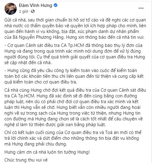 Ngay Tết trung thu, Đàm Vĩnh Hưng đệ đơn tố bà Phương Hằng tội vu khống, làm nhục - Ảnh 1.