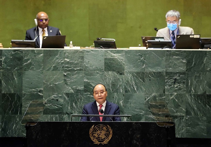 Hình ảnh Chủ tịch nước Nguyễn Xuân Phúc phát biểu tại Đại hội đồng Liên hợp quốc - Ảnh 1.