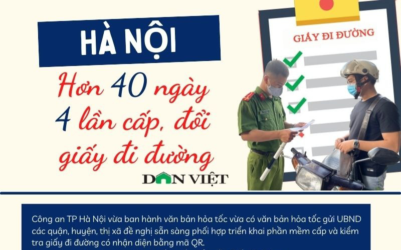 Info: Hà Nội 4 lần cấp, đổi mẫu Giấy đi đường trong hơn 40 ngày