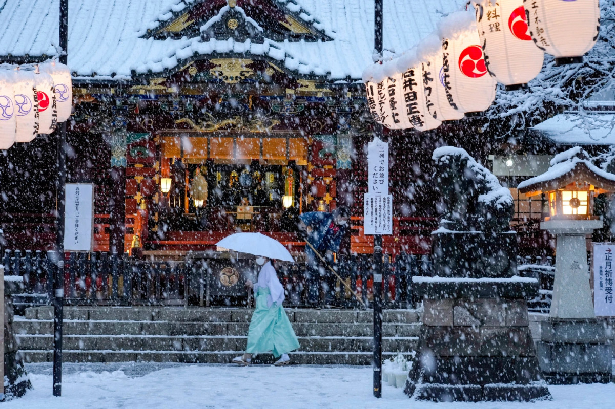 Tokyo đẹp huyền ảo khi tuyết rơi dày những ngày đầu năm - Ảnh 1.