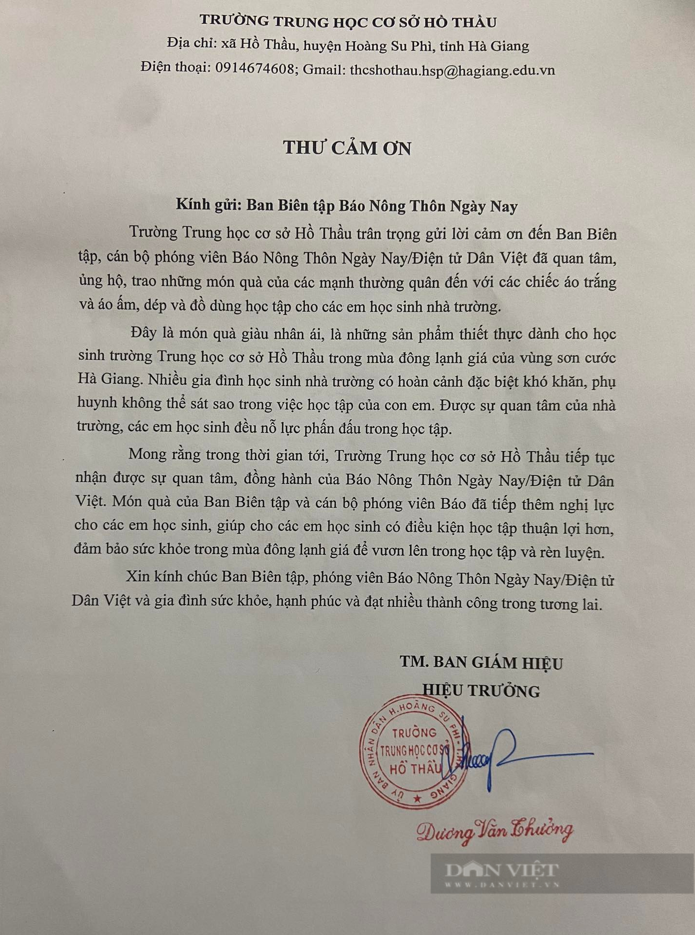 Trường THCS Hồ Thầu gửi thư cảm ơn Báo NTNN/Điện tử Dân Việt - Ảnh 3.