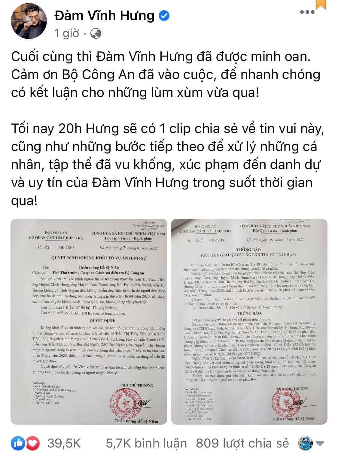 Đàm Vĩnh Hưng lên tiếng sau khi được minh oan &quot;ăn chặn&quot; tiền từ thiện - Ảnh 1.