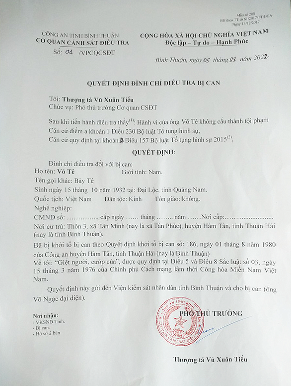 Vụ giết người hơn 40 năm mới tìm ra hung thủ: Công an Bình Thuận chuẩn bị xin lỗi người bị oan - Ảnh 4.