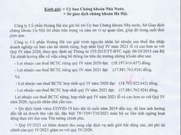 Hoàng Hà (HNX: HHG) lỗ lũy kế gần 135 tỷ đồng do dịch Covid-19 - Ảnh 1.