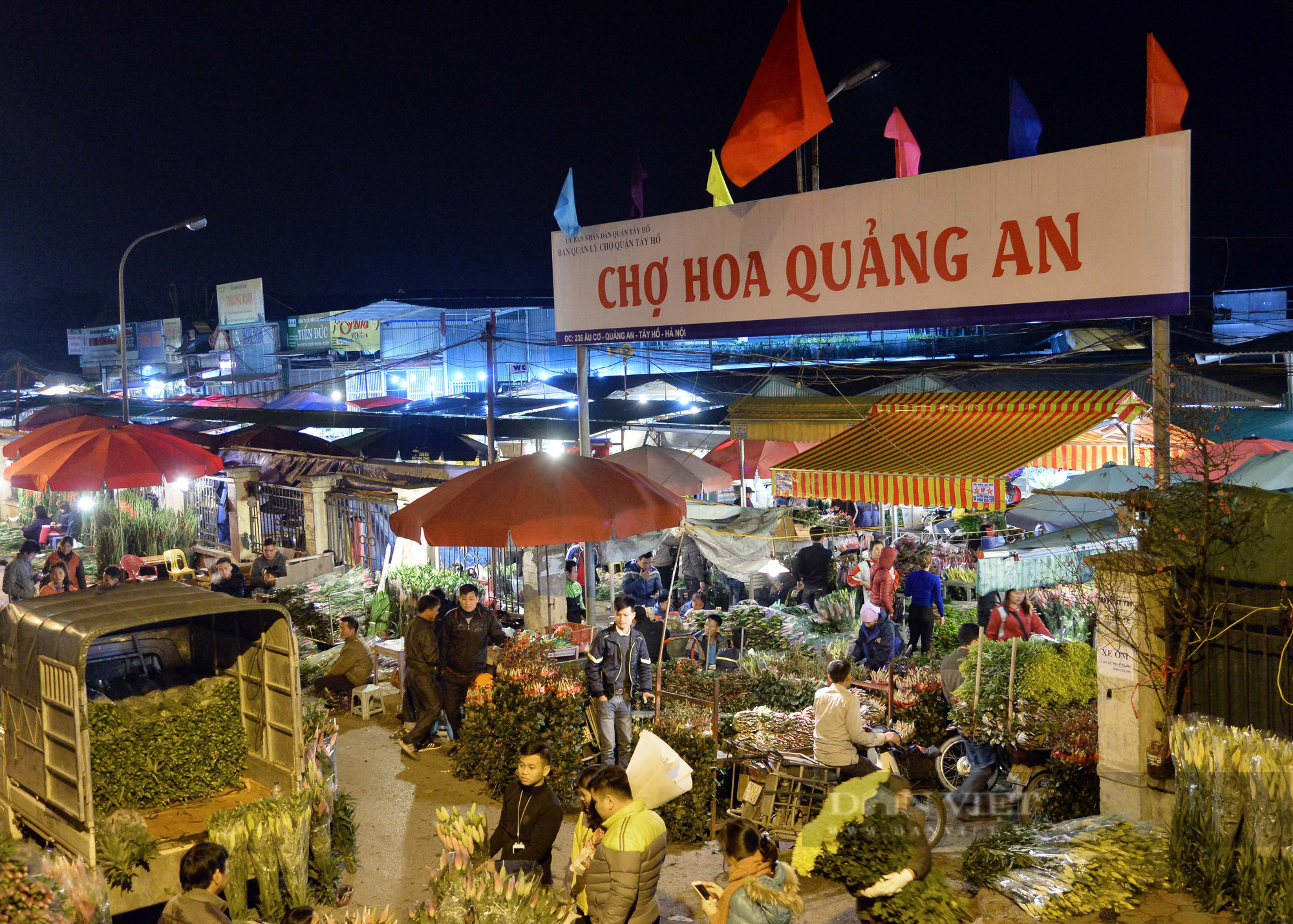Chợ hoa đêm Quảng An nhộn nhịp những ngày giáp Tết Nhâm Dần 2022 - Ảnh 1.
