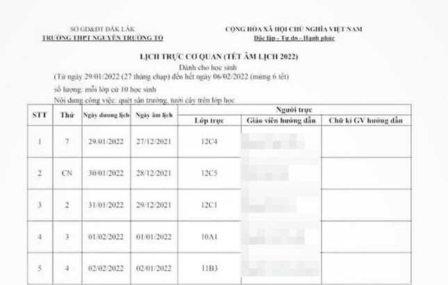 Phân công học sinh quét rác, tưới cây trong kỳ nghỉ Tết Nguyên đán - Ảnh 1.