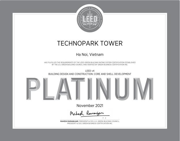 TechnoPark Tower đạt chứng chỉ Công trình Xanh LEED Platinum - Ảnh 2.