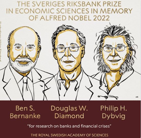 Cựu Chủ tịch FED Ben Bernanke và hai nhà kinh tế đồng hương chung giải Nobel Kinh tế 2022 - Ảnh 1.