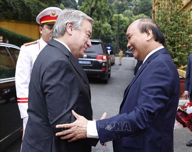 Cận cảnh lễ đón Tổng Thư ký Liên Hiệp Quốc António Guterres thăm Việt Nam - Ảnh 4.