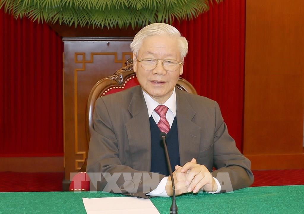 Tổng Bí thư Nguyễn Phú Trọng chúc mừng đồng chí Tập Cận Bình - Ảnh 1.