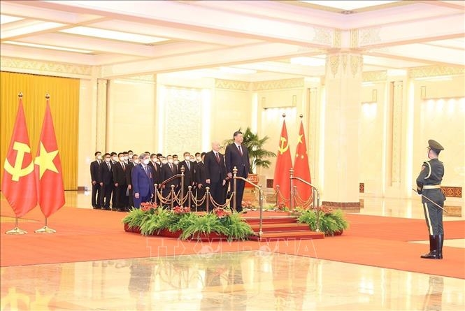 Tổng Bí thư, Chủ tịch nước Tập Cận Bình đón chính thức Tổng Bí thư Nguyễn Phú Trọng thăm Trung Quốc  - Ảnh 3.