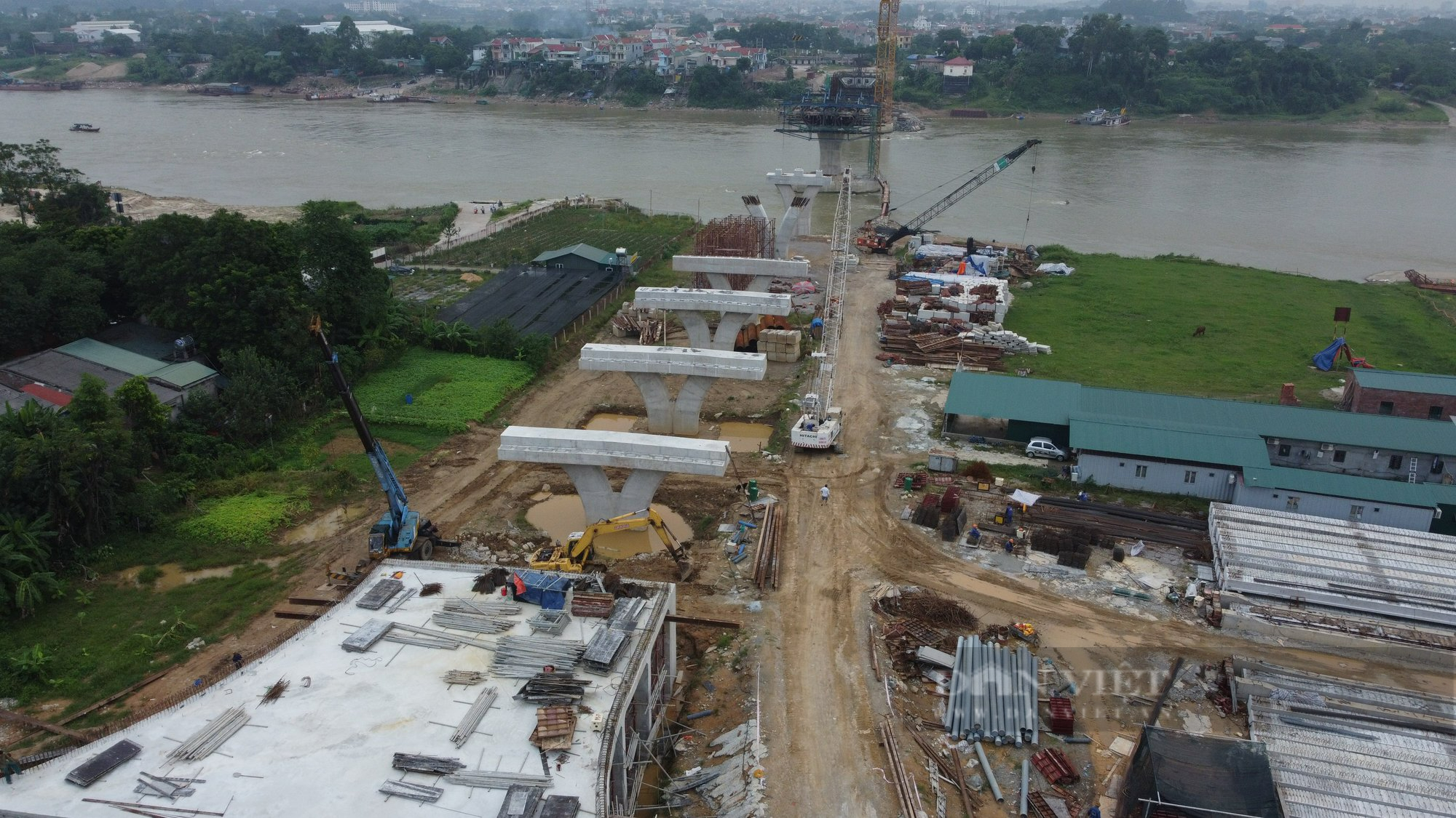 Cận cảnh xây dựng cầu Vĩnh Phú hơn 450 tỷ đồng nối Vĩnh Phúc và Phú Thọ  - Ảnh 5.