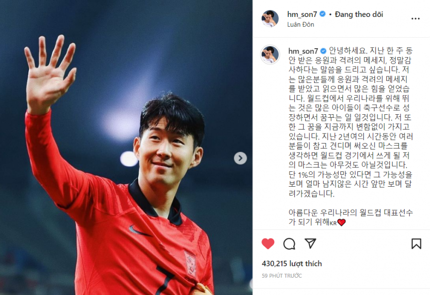 Quyết tâm vượt khó, Son Heung-min khẳng định dự World Cup 2022 - Ảnh 1.