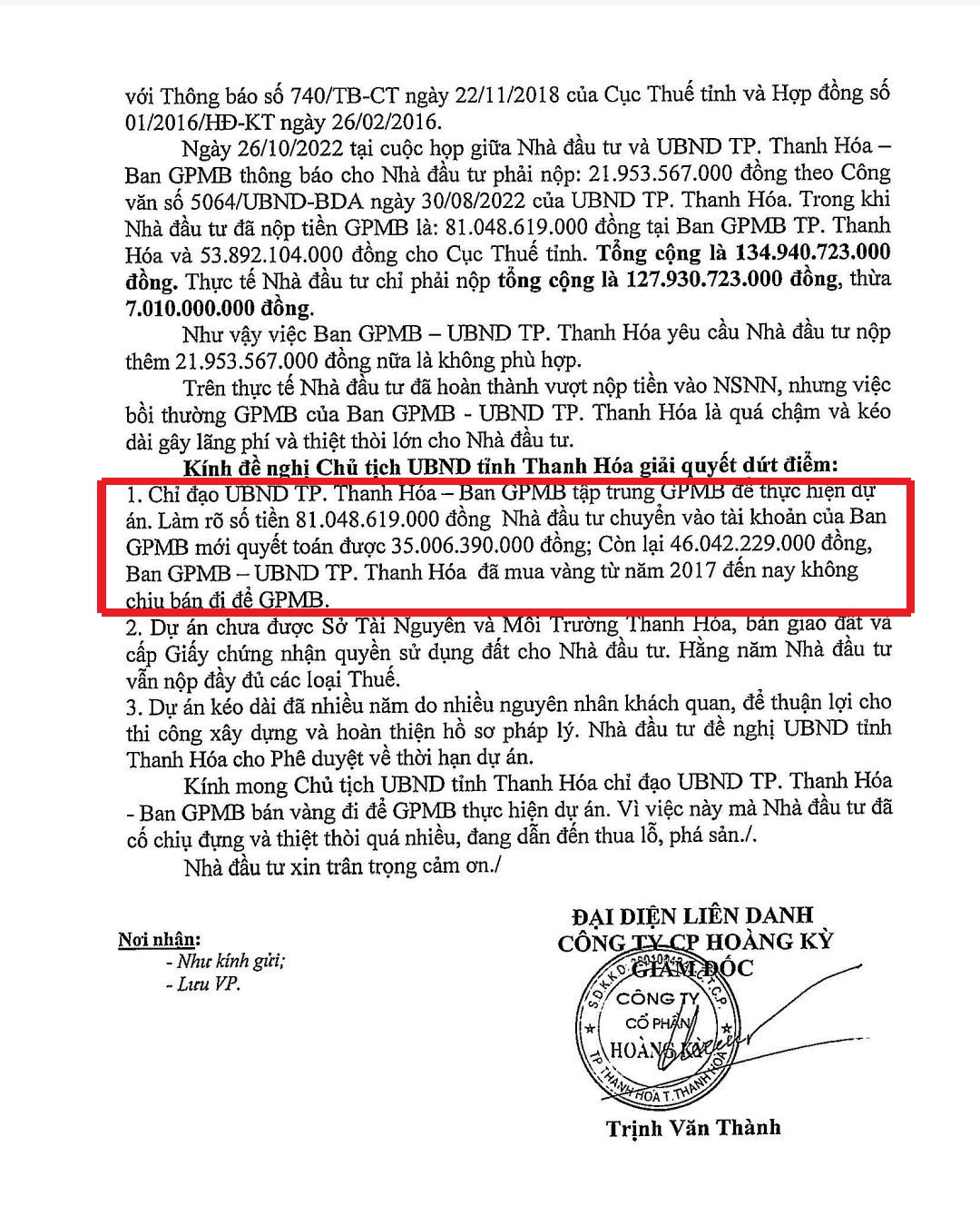 Thành phố Thanh Hóa phủ nhận thông tin Ban giải phóng mặt bằng tái định cư &quot;dùng tiền nhà đầu tư mua vàng&quot; - Ảnh 2.