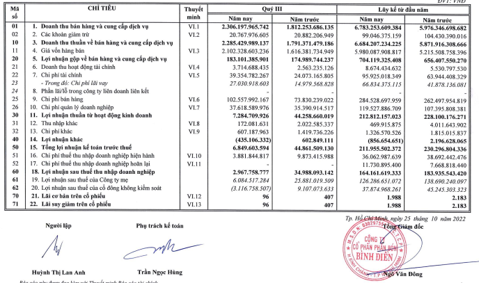 Phân bón hạ nhiệt, Bình Điền báo lãi Quý III giảm mạnh 92% - Ảnh 1.