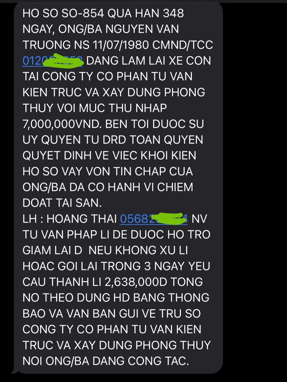 Bị khủng bố đòi nợ và bị nợ xấu dù không hề vay vốn - Ảnh 1.