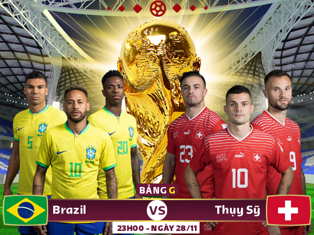 Xem trực tiếp Brazil vs Thụy Sĩ trên VTV2, VTV Cần Thơ - Ảnh 1.