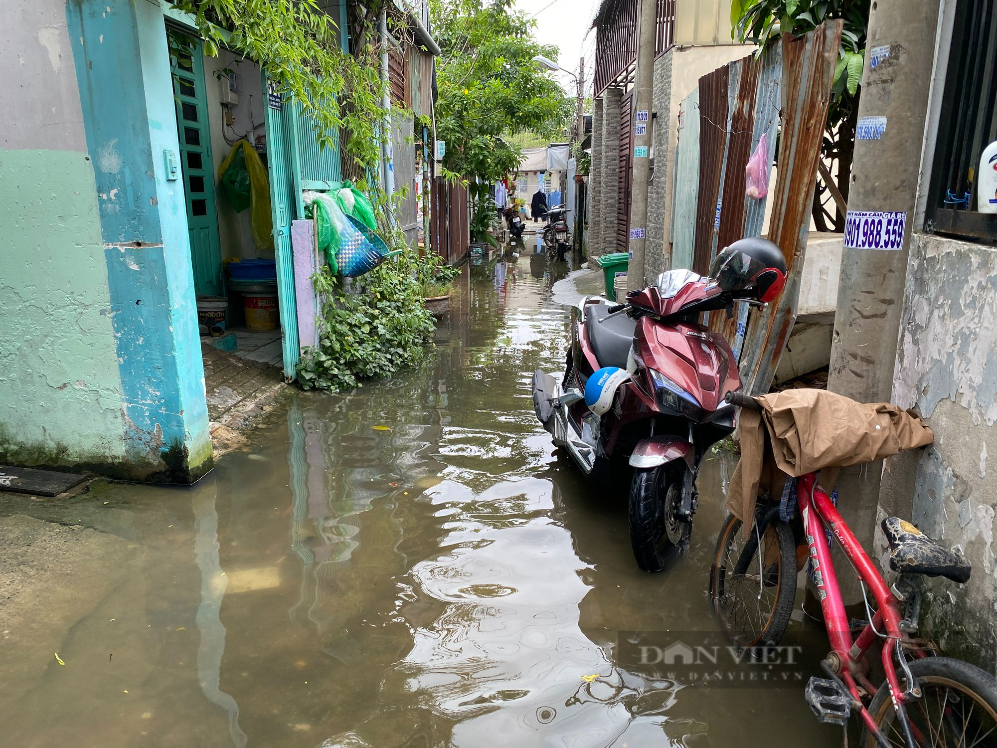 Người dân khốn đốn khi nhiều con hẻm trên địa bàn TP.Thủ Đức ngập sâu, sình lầy mặc dù không mưa - Ảnh 3.