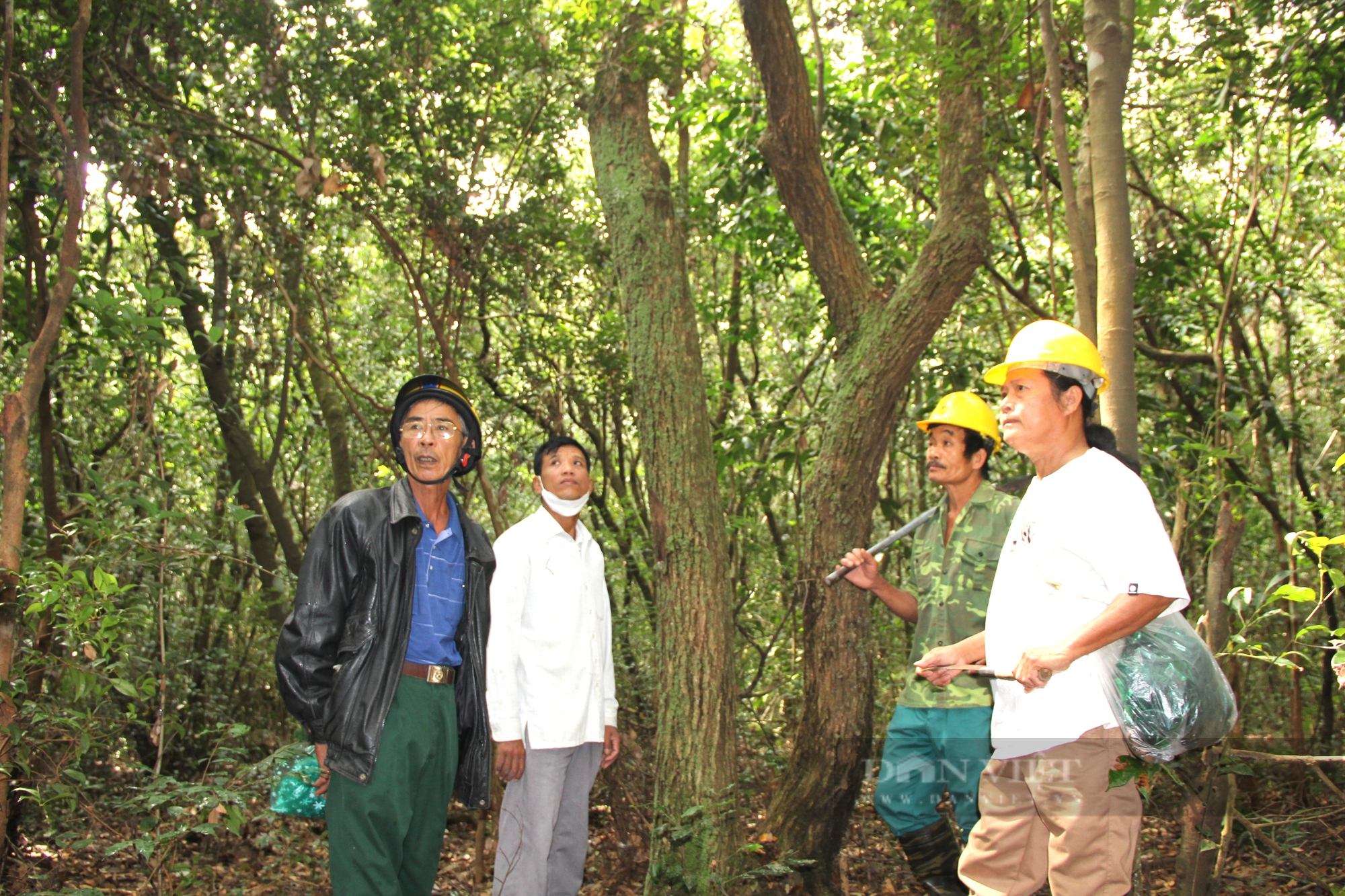 Những người dân làng Thượng Hoà tham gia tuần tra bảo vệ rừng trằm. Ảnh: Ngọc Vũ.
