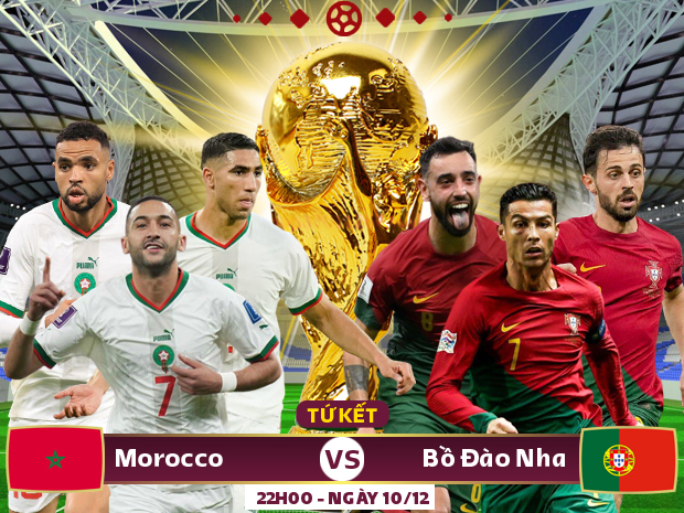 Xem trực tiếp Maroc vs Bồ Đào Nha trên VTV2, VTV Cần Thơ - Ảnh 1.