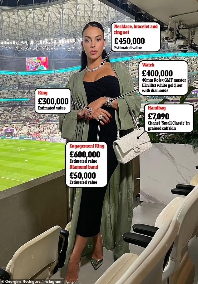 Bạn gái Ronaldo mang số trang sức trị giá hơn 50 tỷ đồng đi xem World Cup - Ảnh 1.