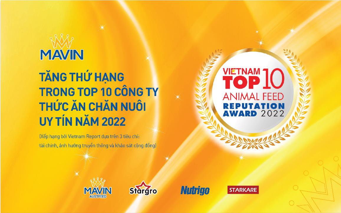 Mavin tăng thứ hạng trong Top 10 công ty thức ăn chăn nuôi uy tín năm 2022