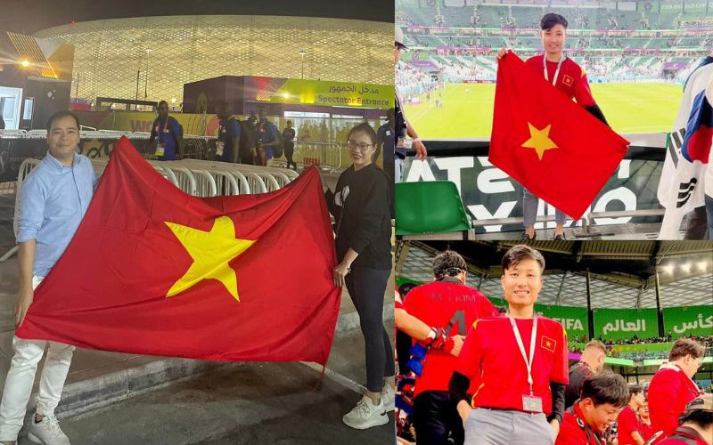 Người Việt ở Qatar mang cờ đỏ sao vàng vào khán đài World Cup: Tình yêu Tổ quốc và thể thao ăn sâu vào tim!