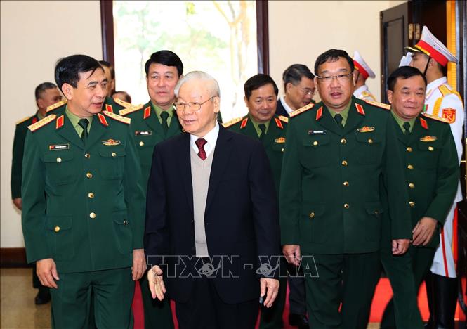Tổng Bí thư Nguyễn Phú Trọng dự Hội nghị Quân chính toàn quân năm 2022 - Ảnh 2.