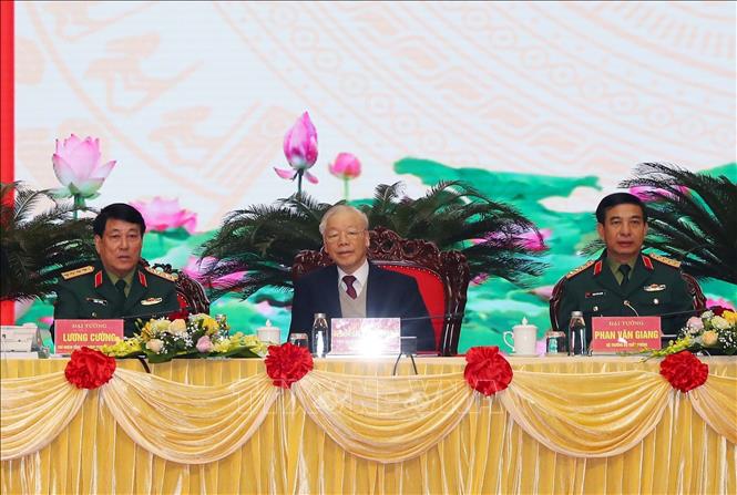 Tổng Bí thư Nguyễn Phú Trọng dự Hội nghị Quân chính toàn quân năm 2022 - Ảnh 3.