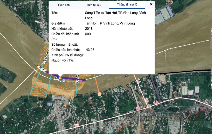 Vị trí hố sâu gần 50m dưới sông Tiền cách cầu Mỹ Thuận 1,2km - Ảnh 1.