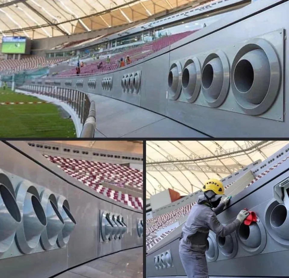 Bảy trong số tám sân vận động ở Qatar đã lắp đặt hệ thống làm mát tiên tiến để đảm bảo sự thoải mái cho người hâm mộ bên trong sân vận động. Ảnh: @AFP.