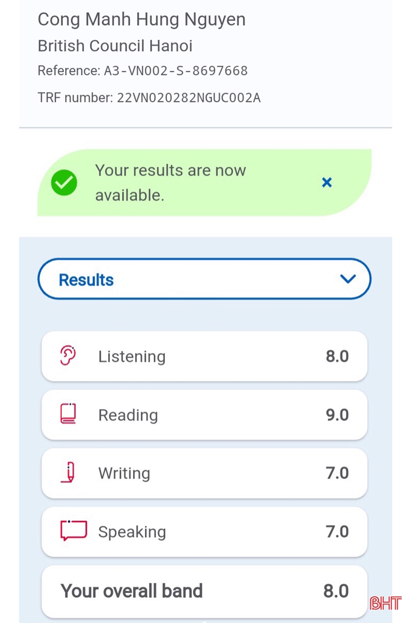 Nam sinh miền núi Hà Tĩnh đạt IELTS 8.0, không luyện thi ở bất cứ trung tâm nào - Ảnh 2.