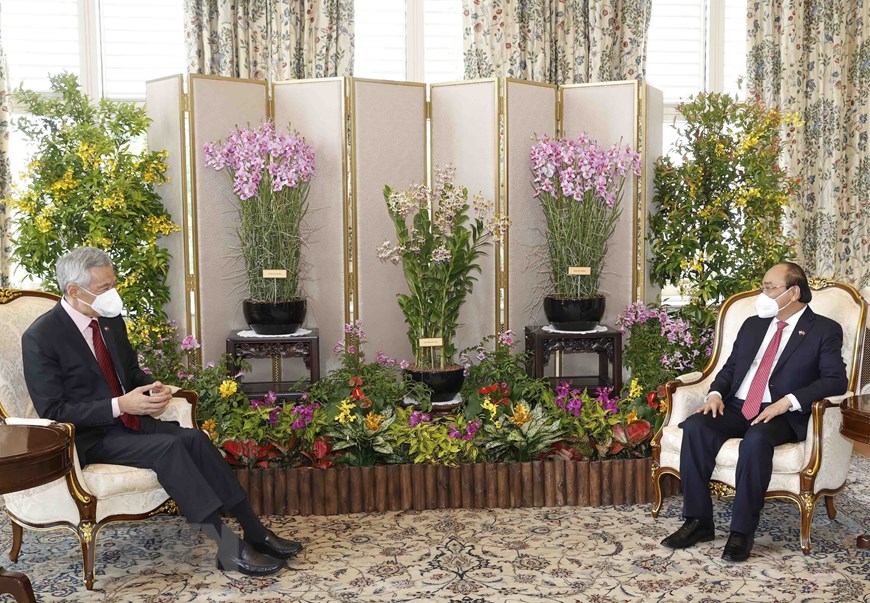 Lễ đón Chủ tịch nước Nguyễn Xuân Phúc thăm cấp Nhà nước tới Singapore - Ảnh 12.