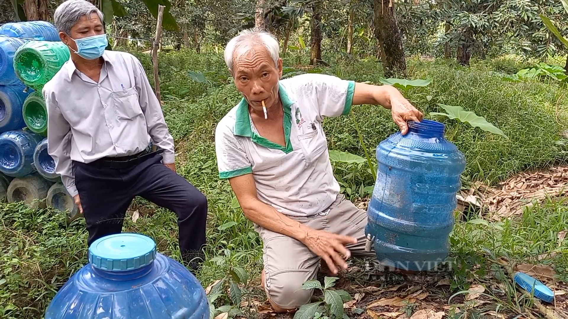 Bài 2. Dùng chiến thuật “mỗi gốc cây, vài bình nước”, ông nông dân đưa vườn sầu riêng vượt hạn, mặn ngon ơ - Ảnh 1.