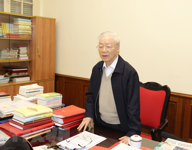 Hình ảnh Tổng Bí thư Nguyễn Phú Trọng chủ trì cuộc họp các lãnh đạo chủ chốt - Ảnh 1.
