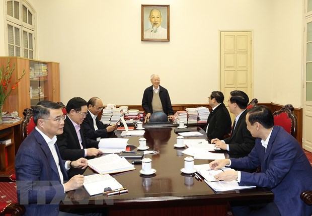 Hình ảnh Tổng Bí thư Nguyễn Phú Trọng chủ trì cuộc họp các lãnh đạo chủ chốt - Ảnh 2.