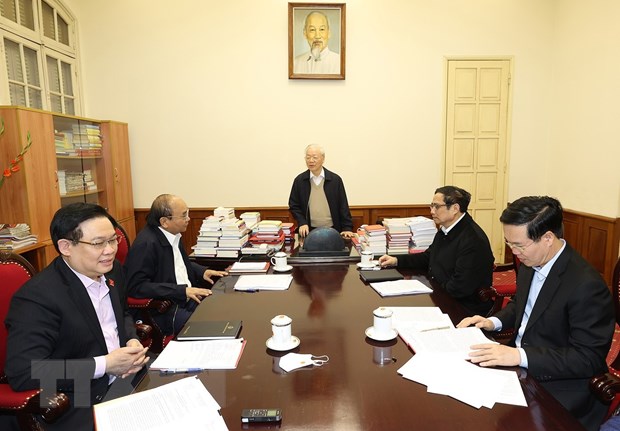 Hình ảnh Tổng Bí thư Nguyễn Phú Trọng chủ trì cuộc họp các lãnh đạo chủ chốt - Ảnh 3.