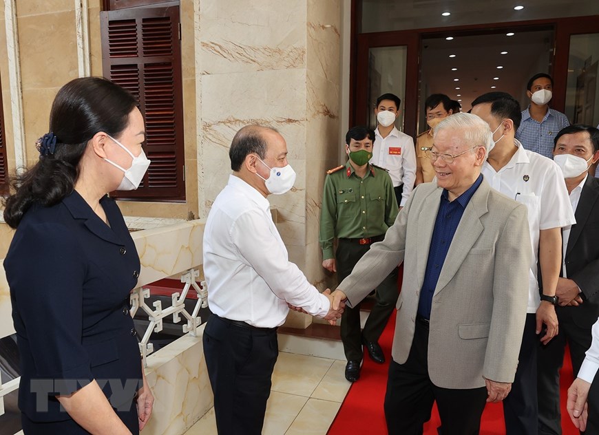Tổng Bí thư Nguyễn Phú Trọng làm việc với lãnh đạo tỉnh Hòa Bình - Ảnh 1.