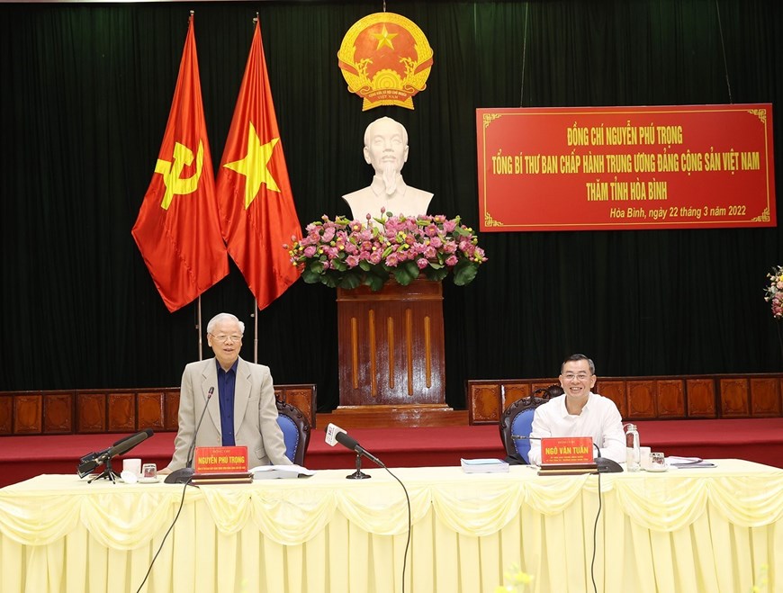 Tổng Bí thư Nguyễn Phú Trọng làm việc với lãnh đạo tỉnh Hòa Bình - Ảnh 7.