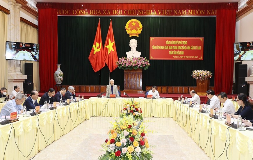 Tổng Bí thư Nguyễn Phú Trọng làm việc với lãnh đạo tỉnh Hòa Bình - Ảnh 8.