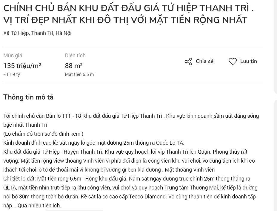 Giá đất trung bình tại Thanh Trì cao ngất ngưởng, có nơi sát 140 triệu đồng/m2 - Ảnh 1.