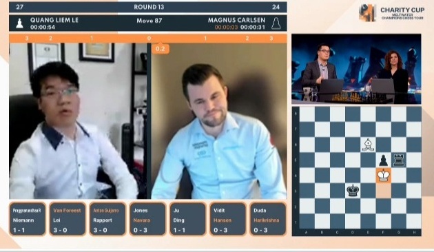 Lê Quang Liêm khiến &quot;Vua cờ&quot; Magnus Carlsen ngỡ ngàng 1 giờ đấu trí nghẹt thở! - Ảnh 3.