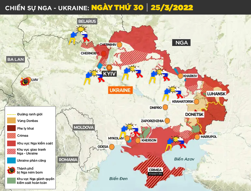Chiến sự Nga-Ukraine ngày 26/3: Nga bất ngờ quay xe rời Kiev hướng về Donbass, đàm phán hòa bình đang bế tắc - Ảnh 3.