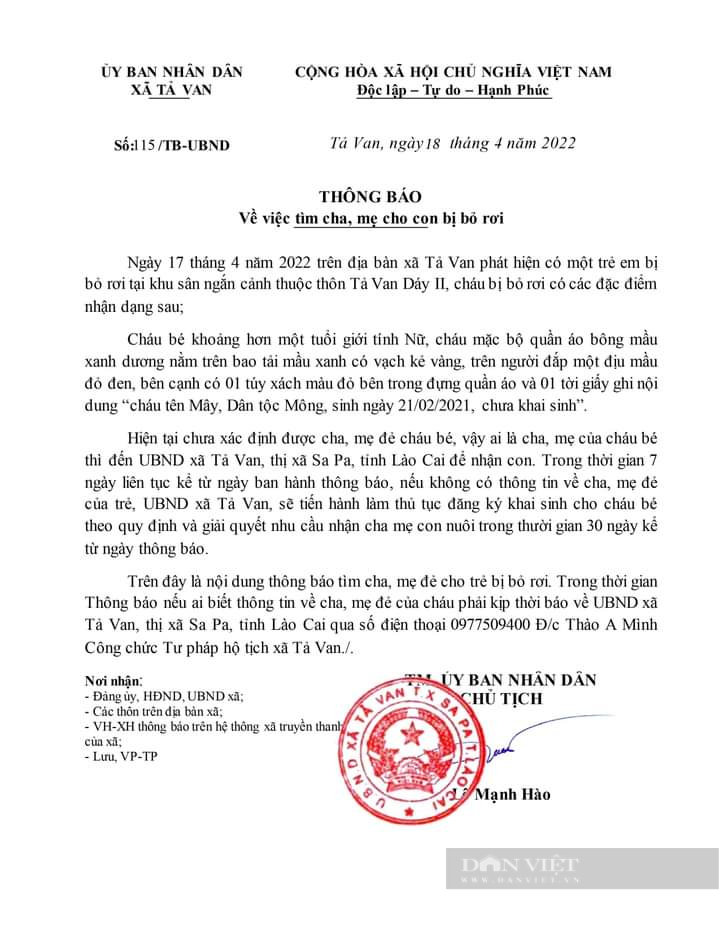  Một bé gái hơn một tuổi bị bỏ rơi ở Lào Cai - Ảnh 3.