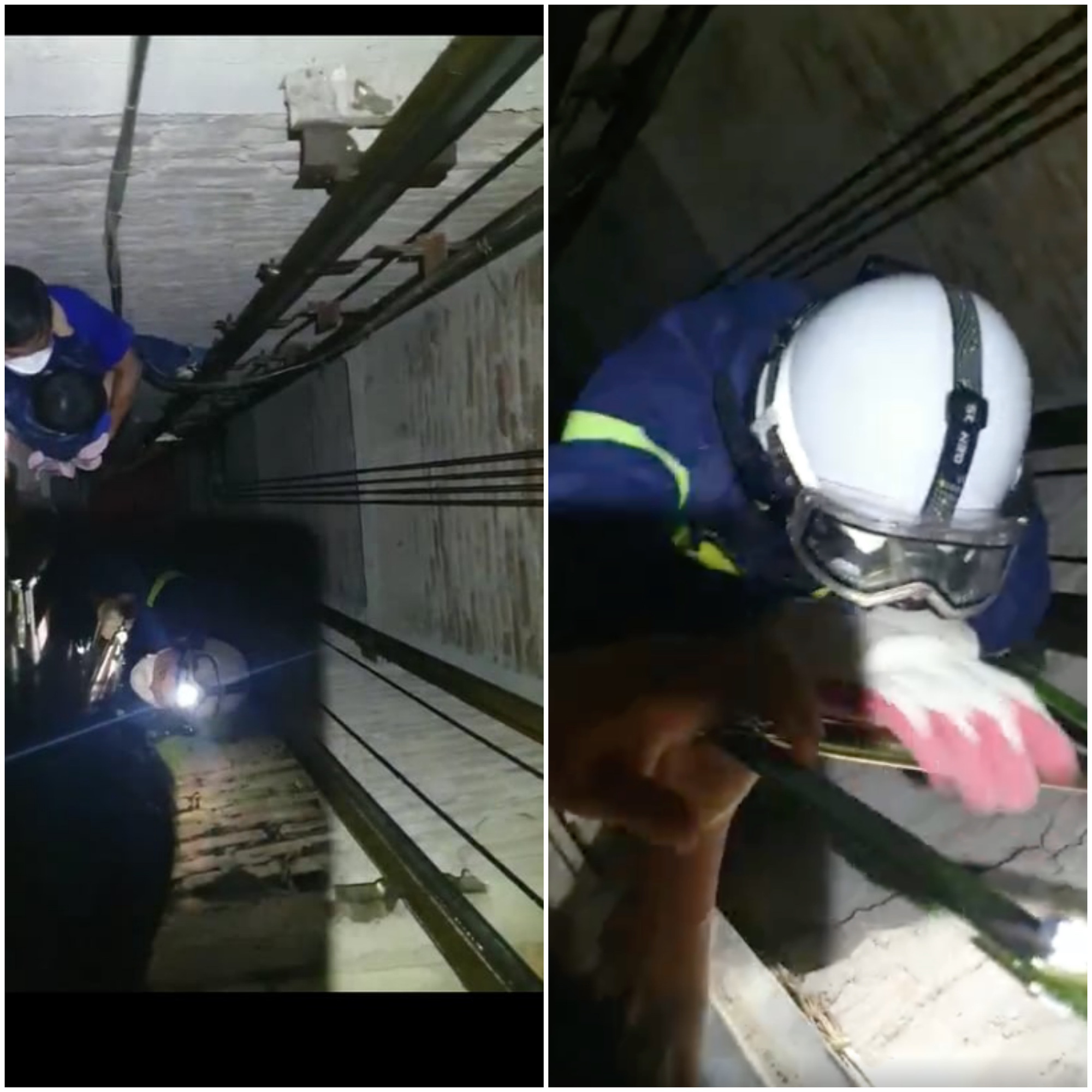 20 phút nghẹt thở giải cứu 2 người mắc kẹt trong thang máy ở Hà Nội - Ảnh 1.